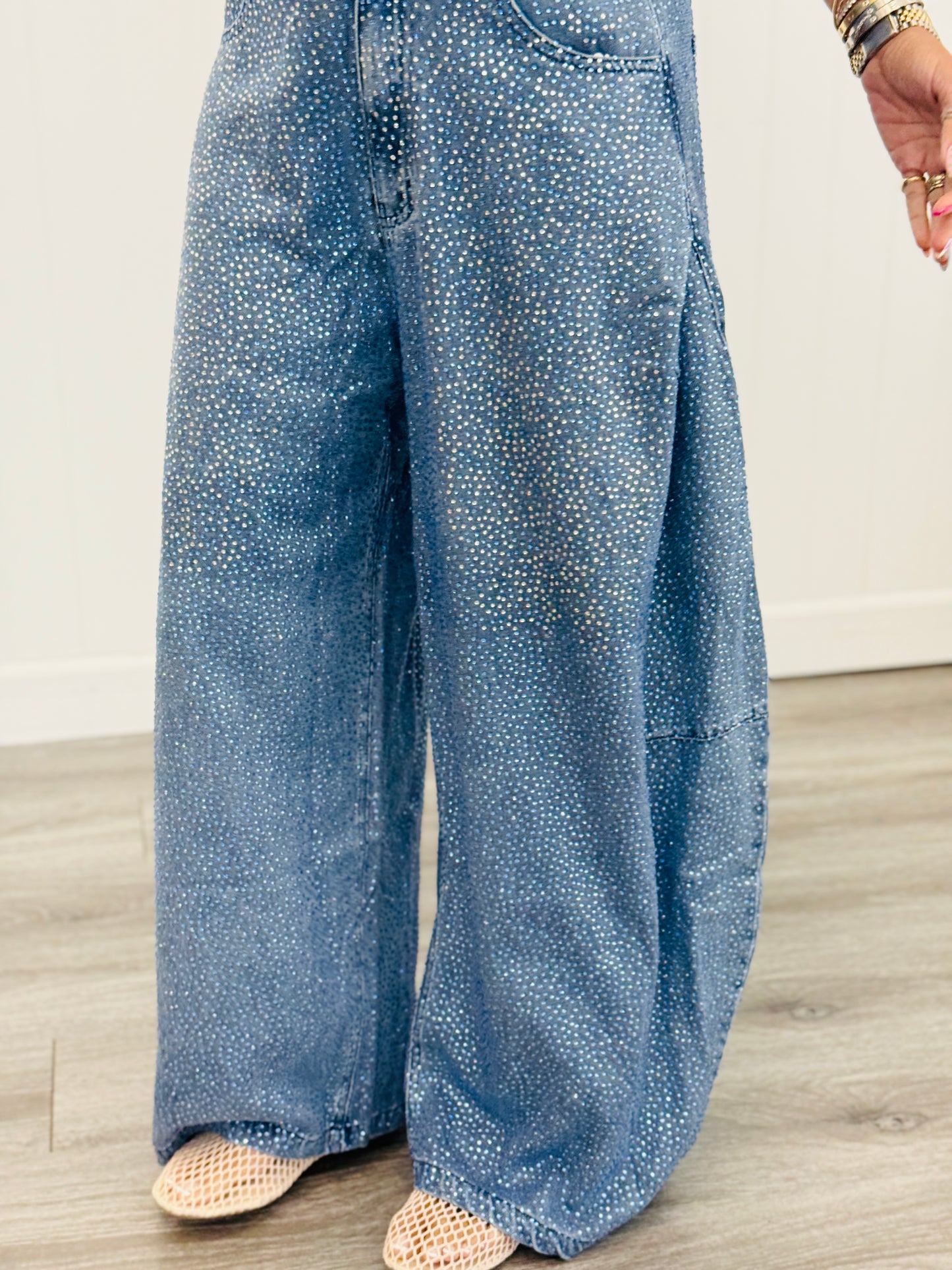 Queen Of Sparkles Denim Rhinestone Barrel Jeans (Reg. and Plus)