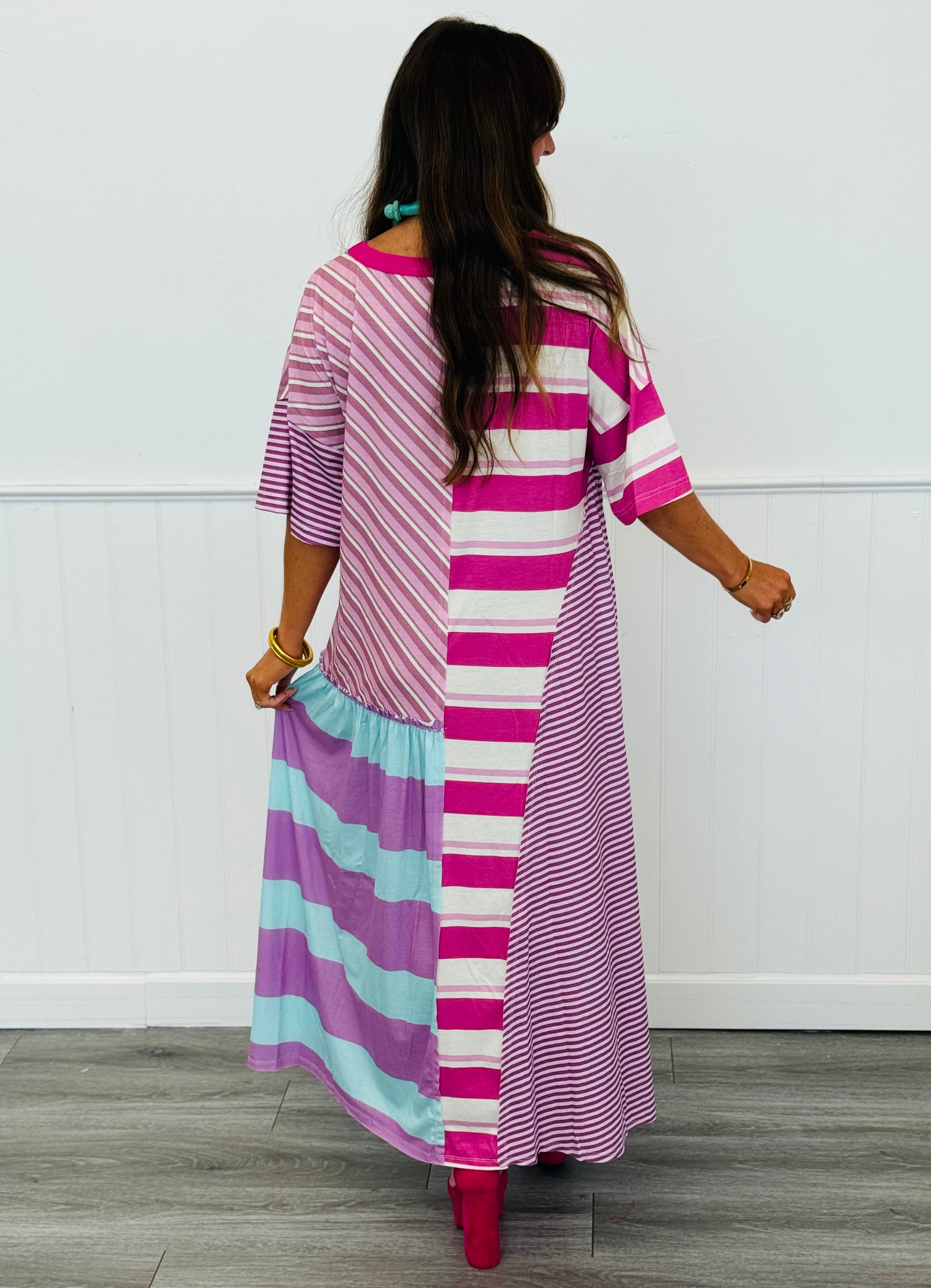 Purple Multi Pattern Maxi Dress (Reg & Plus)