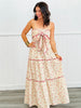Taupe/Red  Ric Rac Front Tie Maxi Dress (Reg.)