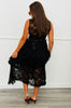 Black Sheer Lace Layered Midi Dress (Reg. and Plus)
