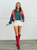 Hunter Green Color Block Holiday Top (Reg & Plus)