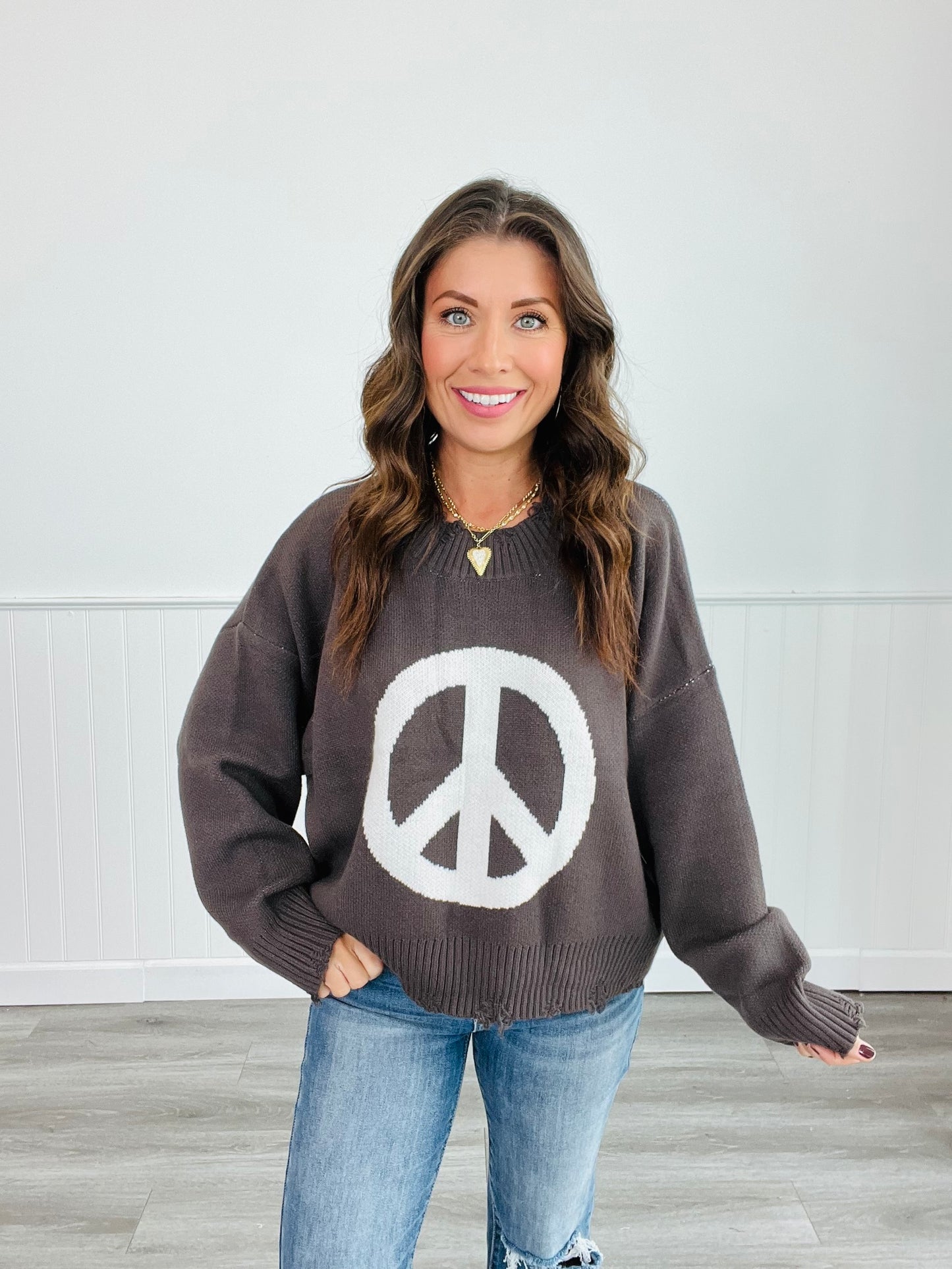 POL Charcoal/White Simply Peace Top (Reg)