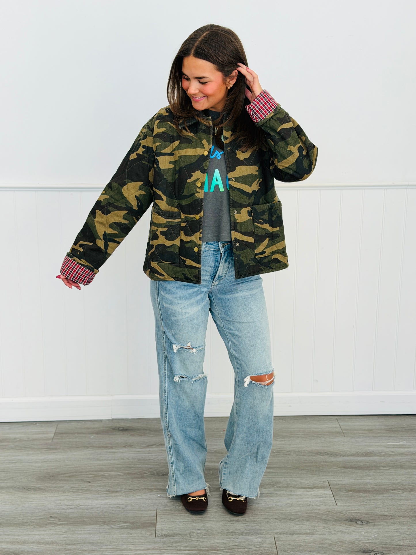 Camouflage Contrast Quilted Jacket (Reg.)