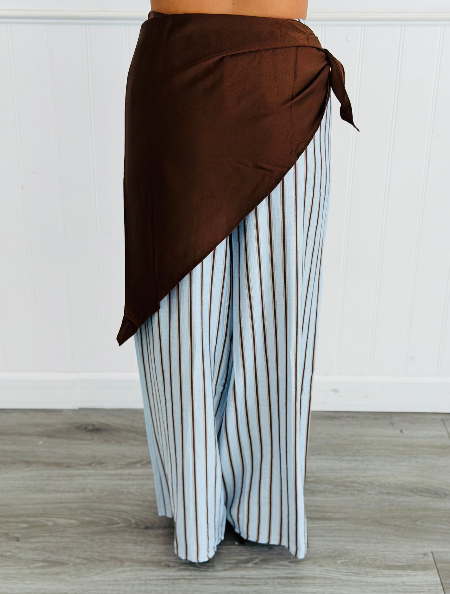 Blue Stripe Button Down Shirt, Pant & Scarf Set (Reg.)