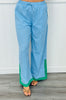 Contrast Trim Wide Leg Pants (Reg.)-2 Colors
