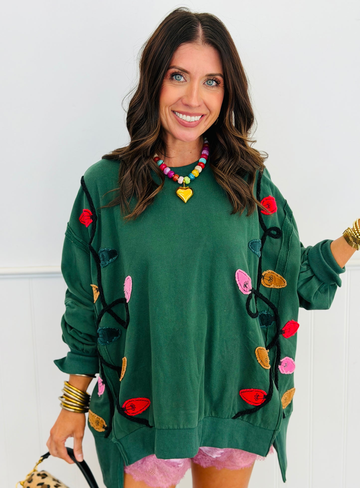 Forest Green Christmas Light Bulb Mock Neck Sweatshirt (Reg.)