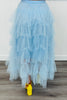 Baby Blue Tiered Tulle Mesh Midi Skirt (Reg & Plus)