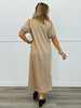 Taupe Contrast Check Plaid Midi Dress (Reg.)