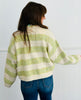 Cream/Green Stripe Button Up Sweater Cardigan (Reg.)