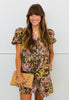 Brown Floral Puff Sleeve Mini Dress (Reg.)