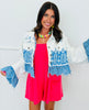 POL Ivory/Blue Cropped Jacket Top (Reg.)