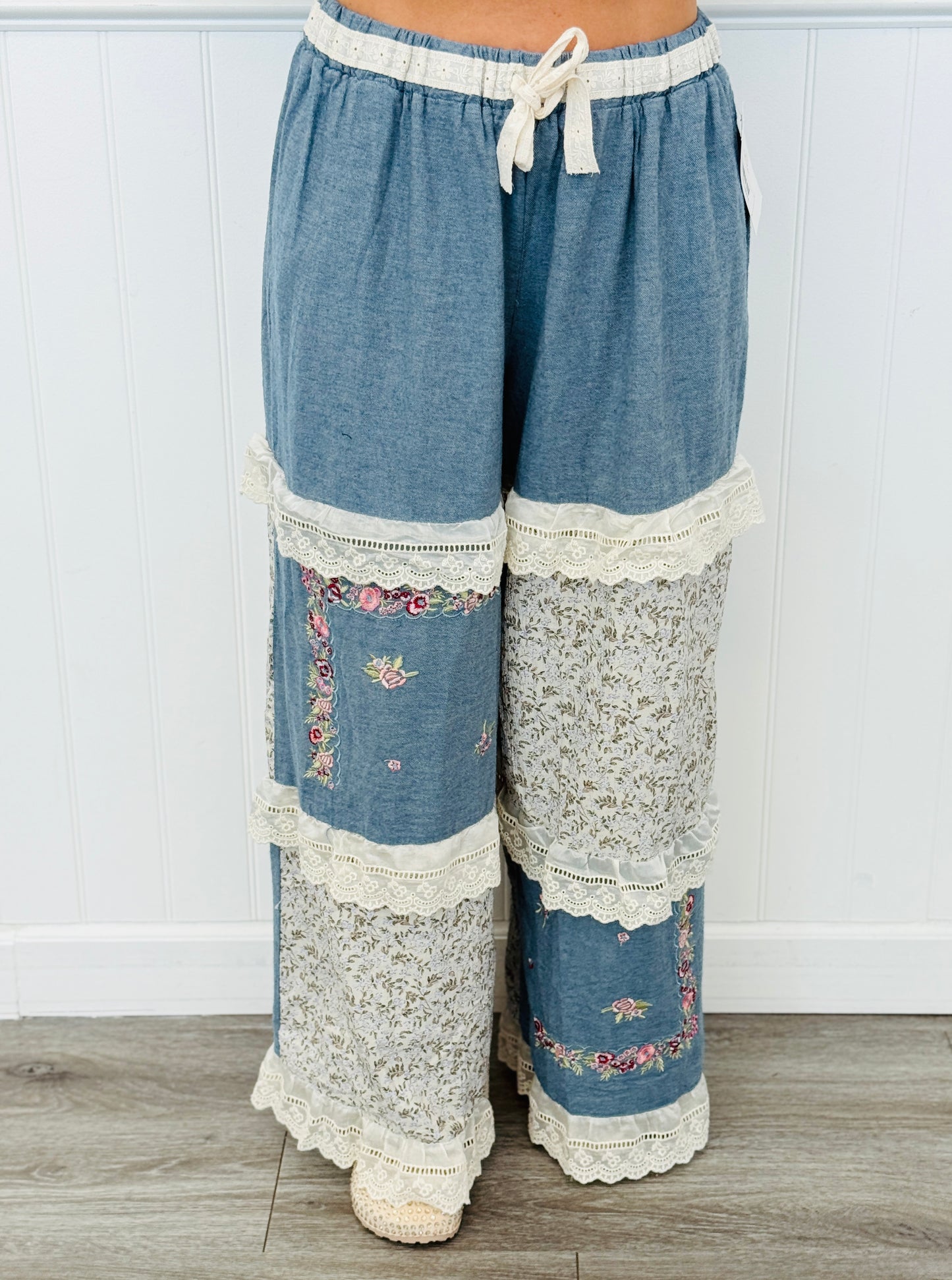 POL Denim Embroidered Patchwork Boho Pants (Reg.)
