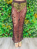Brown Crochet Disc Sequin Top & Skirt Set (Reg.)