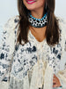 Western Sparkly Lace Trim Tie Cardigan Top (Reg. and Plus)