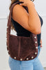 Faux Suede Silver Stud Handbag (3 colors)