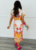 Cream Multi Botanical Print Button Down Maxi Dress (Reg.)