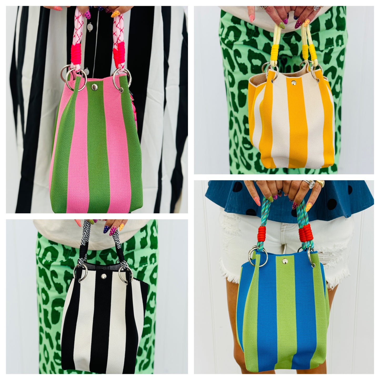 The Madison Stripe Bucket Hand Bag (4 Colors)