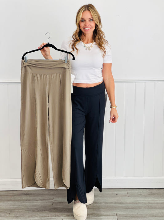 Foldover Waist Yoga Pants (Reg.)-2 Colors