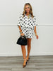 White/Black Polka Dot Shirt & Shorts Set (Reg & Plus)