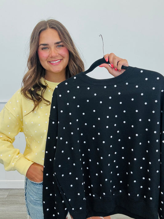 Polka Dot Fleece Lined Sweatshirt (Reg.) - 2 Colors