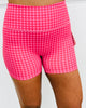 Hot Pink Gingham Print Biker Shorts (Reg.)