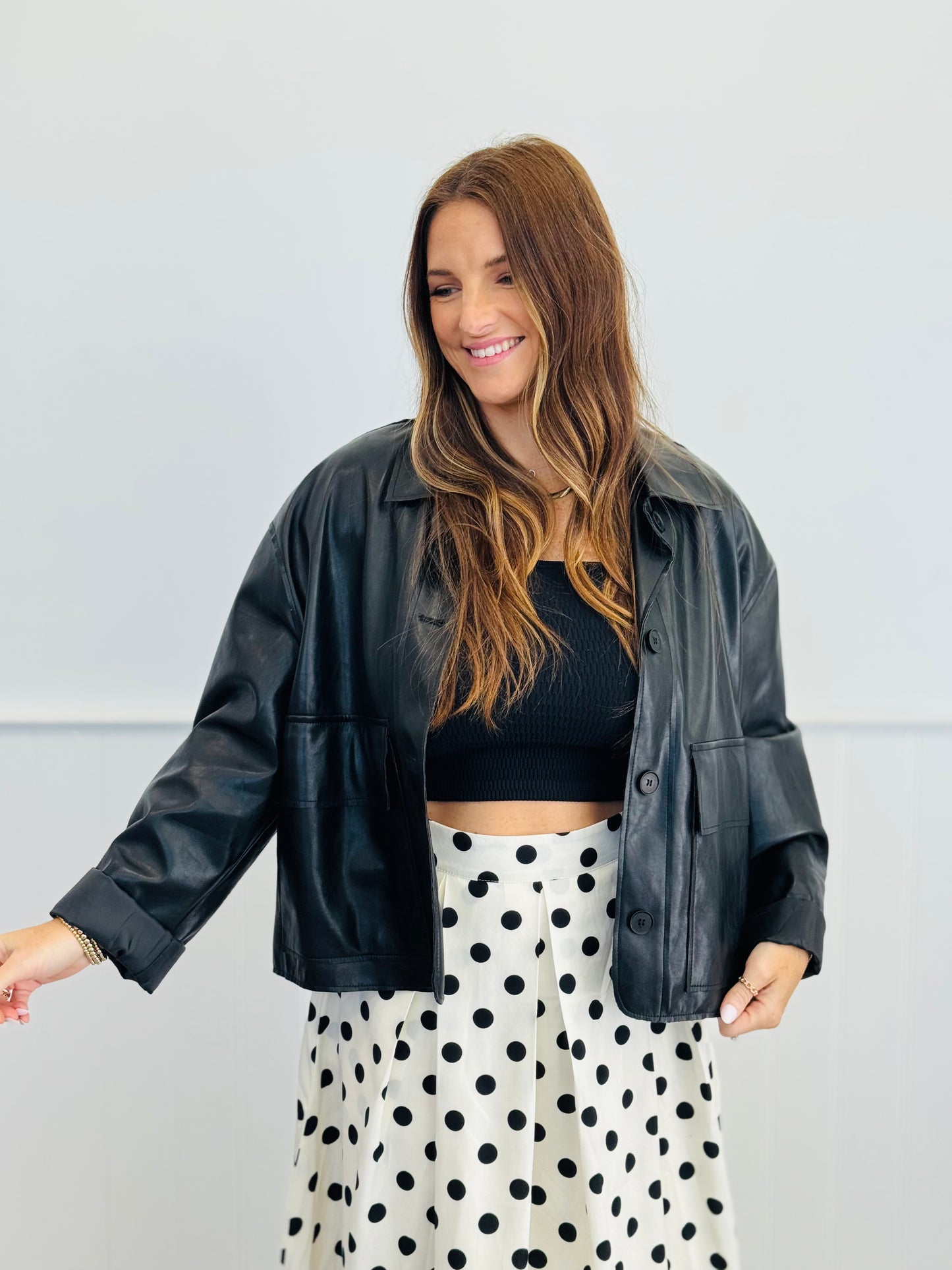 Black Faux Leather Jacket (Reg.)