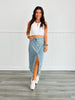 Washed Denim Retro Midi Skirt (Reg)