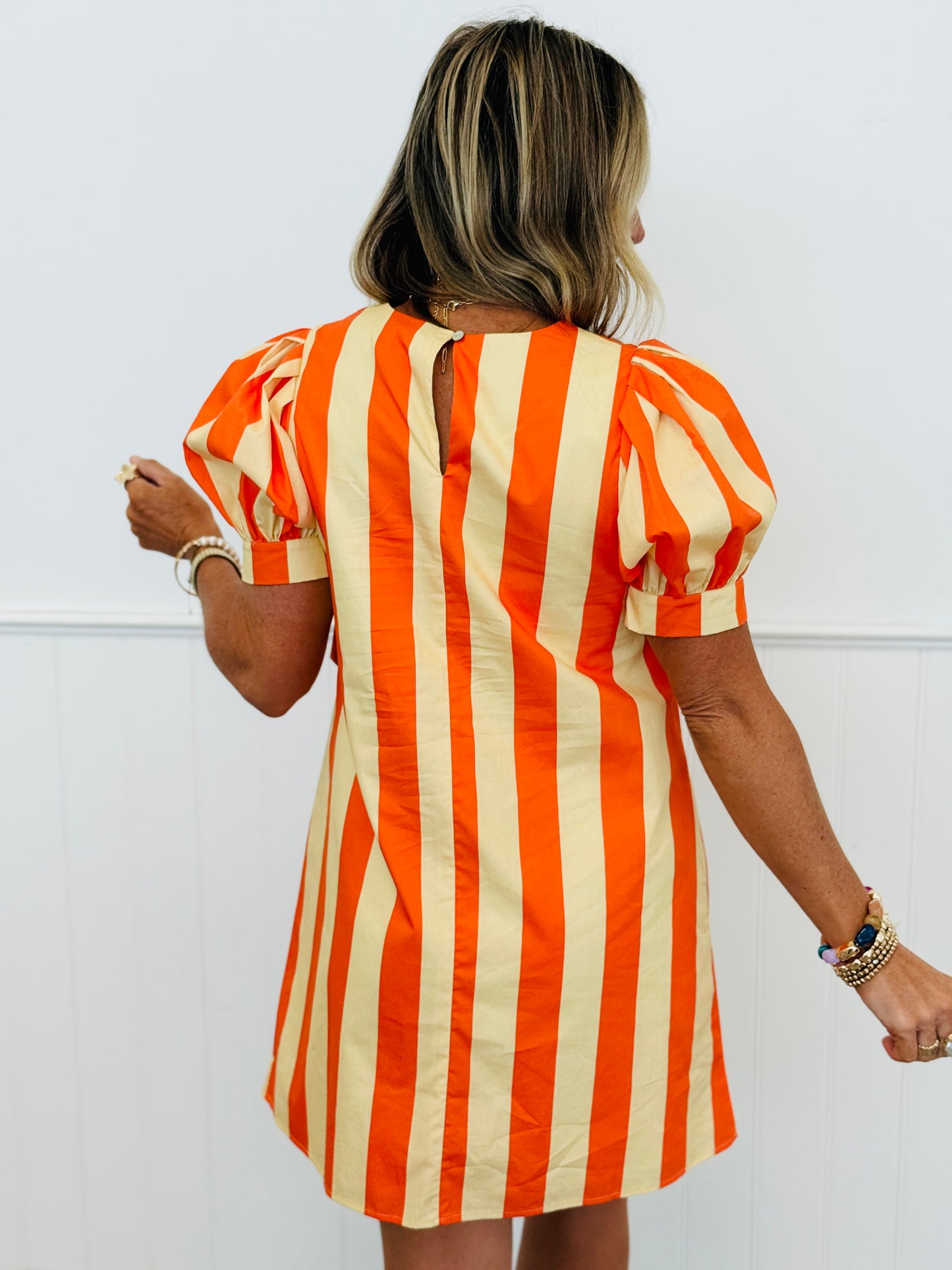 Orange/Yellow Striped Mini Dress (Reg.)