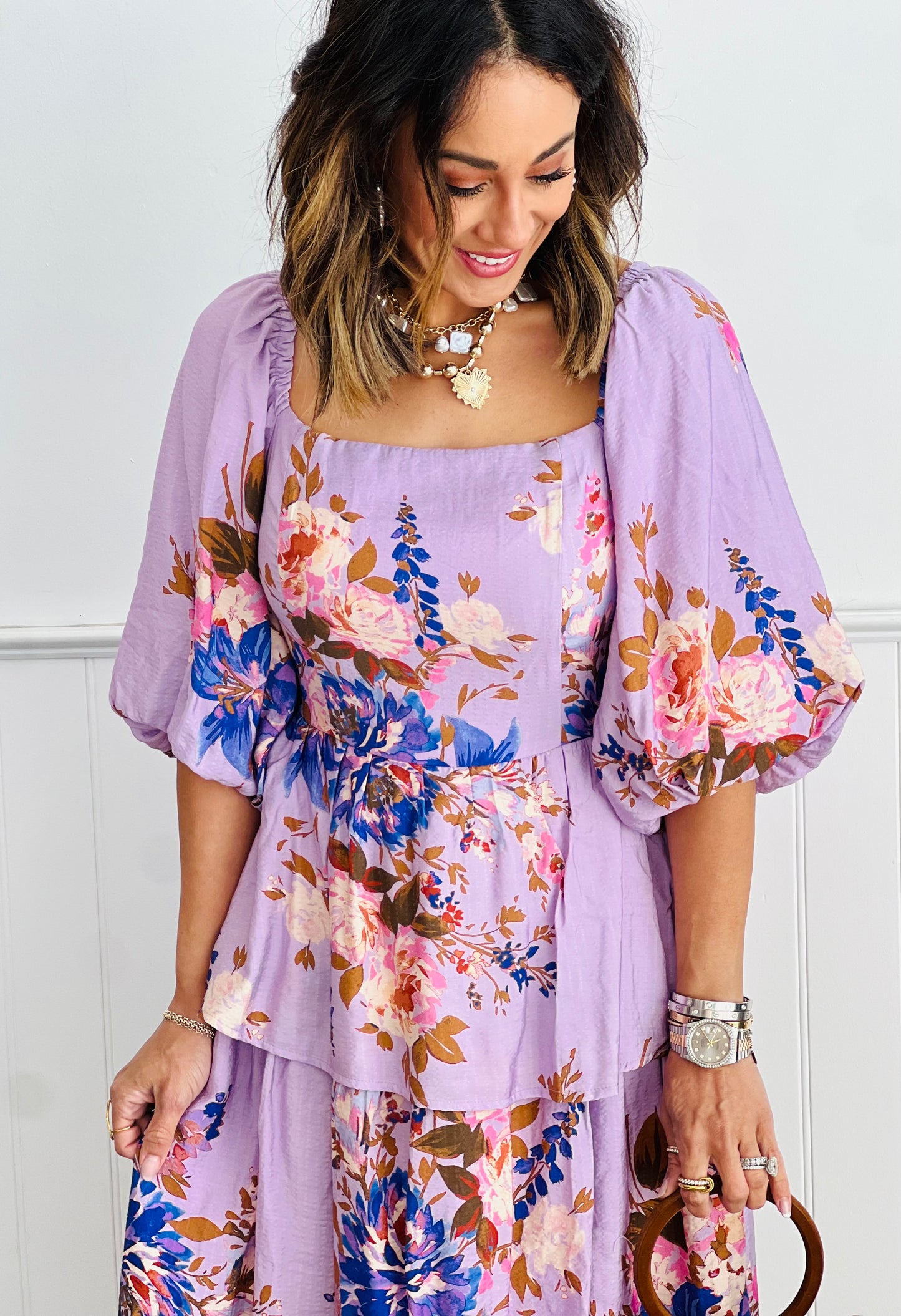 Lavender In Springtime Midi Dress (Reg & Plus)