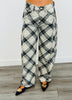 Beige Plaid Cotton Barrel Pants (Reg.)