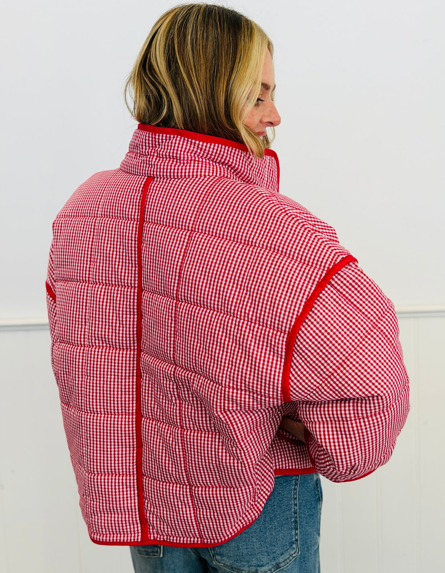 Red Gingham Hook N Eye Jacket (Reg.)