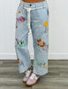 Light Denim Floral Embroidered Pants (Reg.)