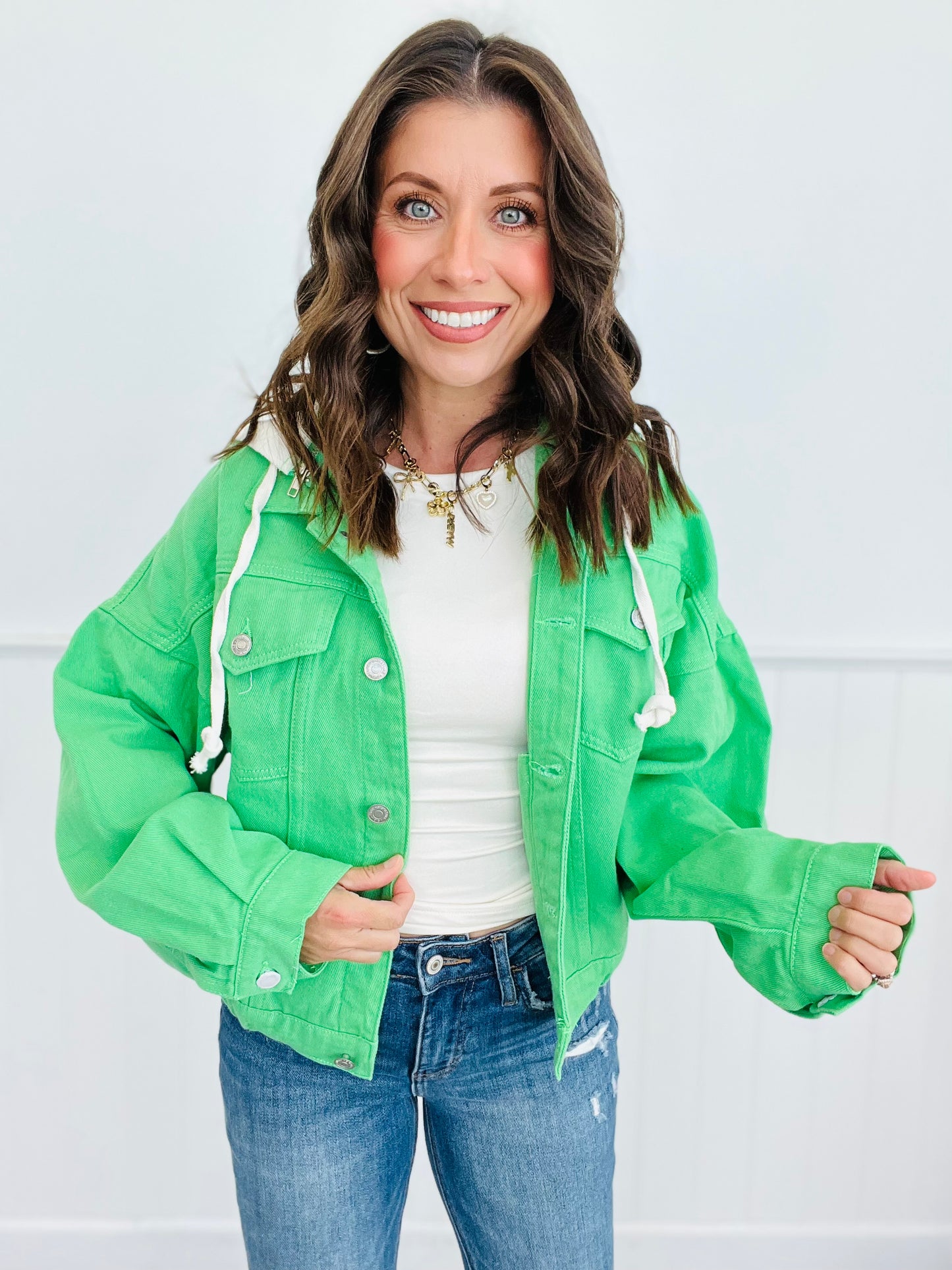 Green Stylish Button Down Jacket (Reg.)