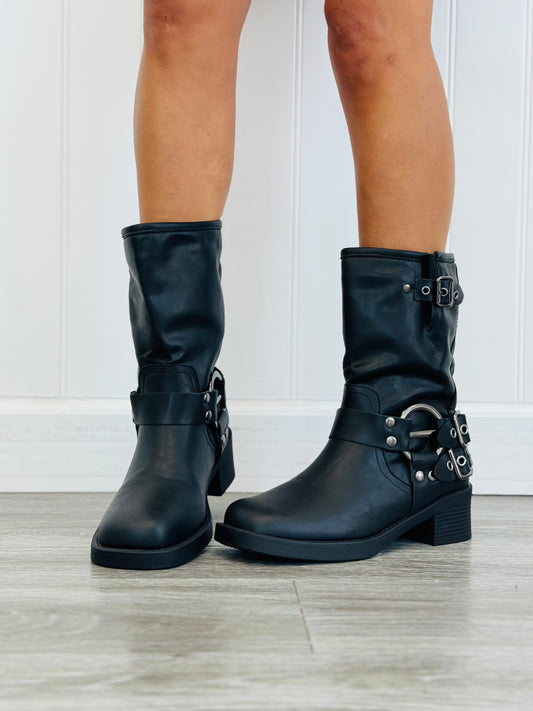 Black Buckle Babe Boots
