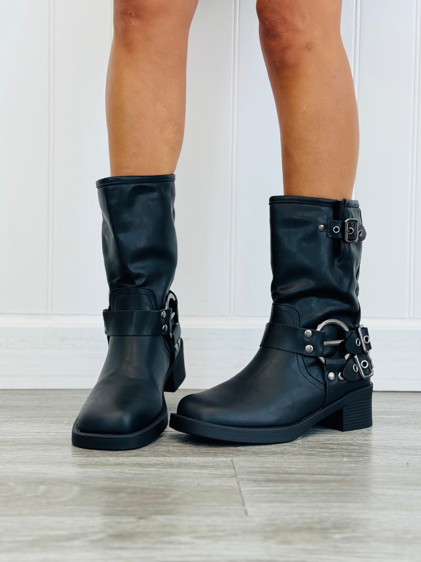 Black Buckle Babe Boots