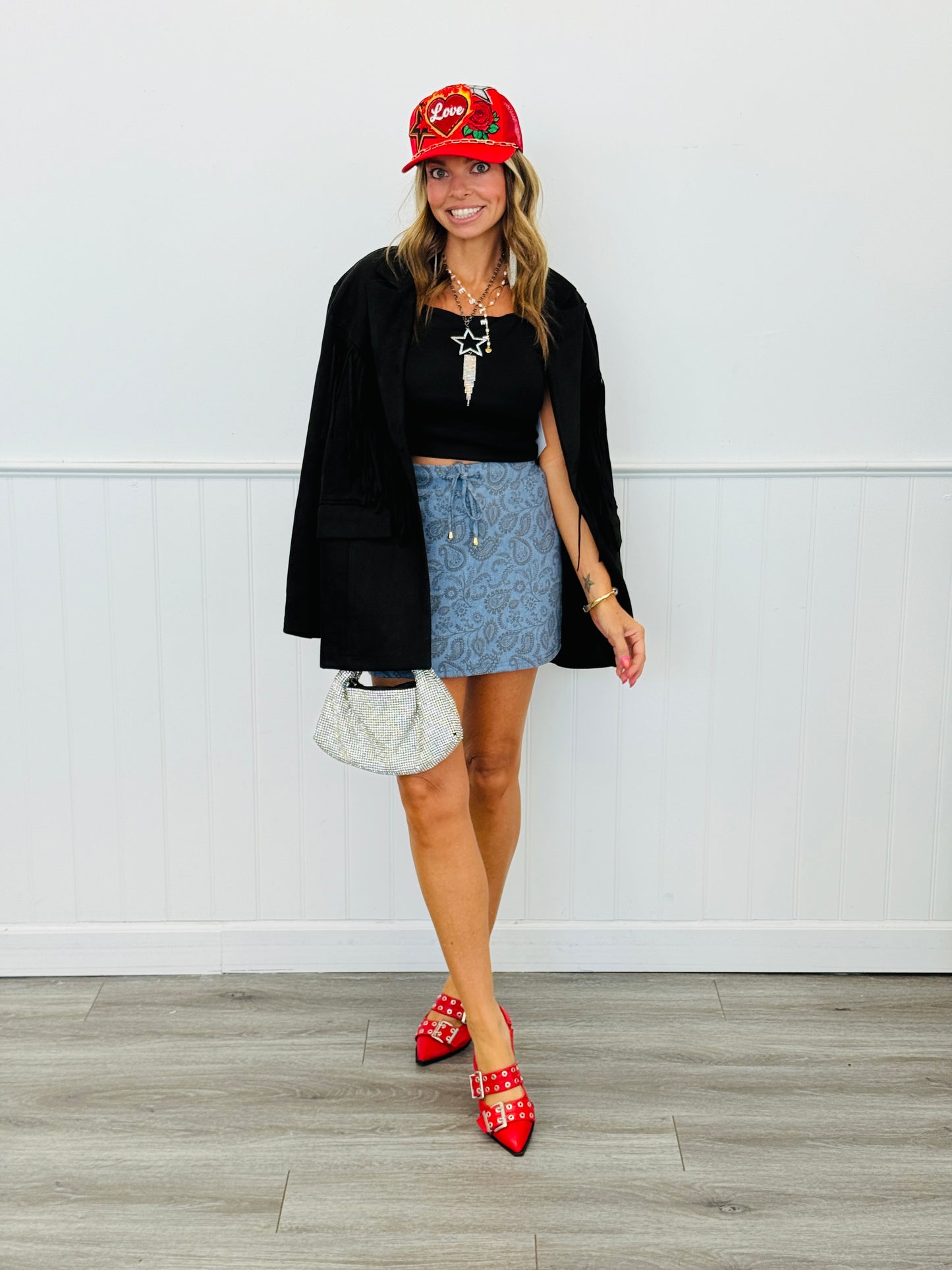 Black Fringe Detail Blazer (Reg.)