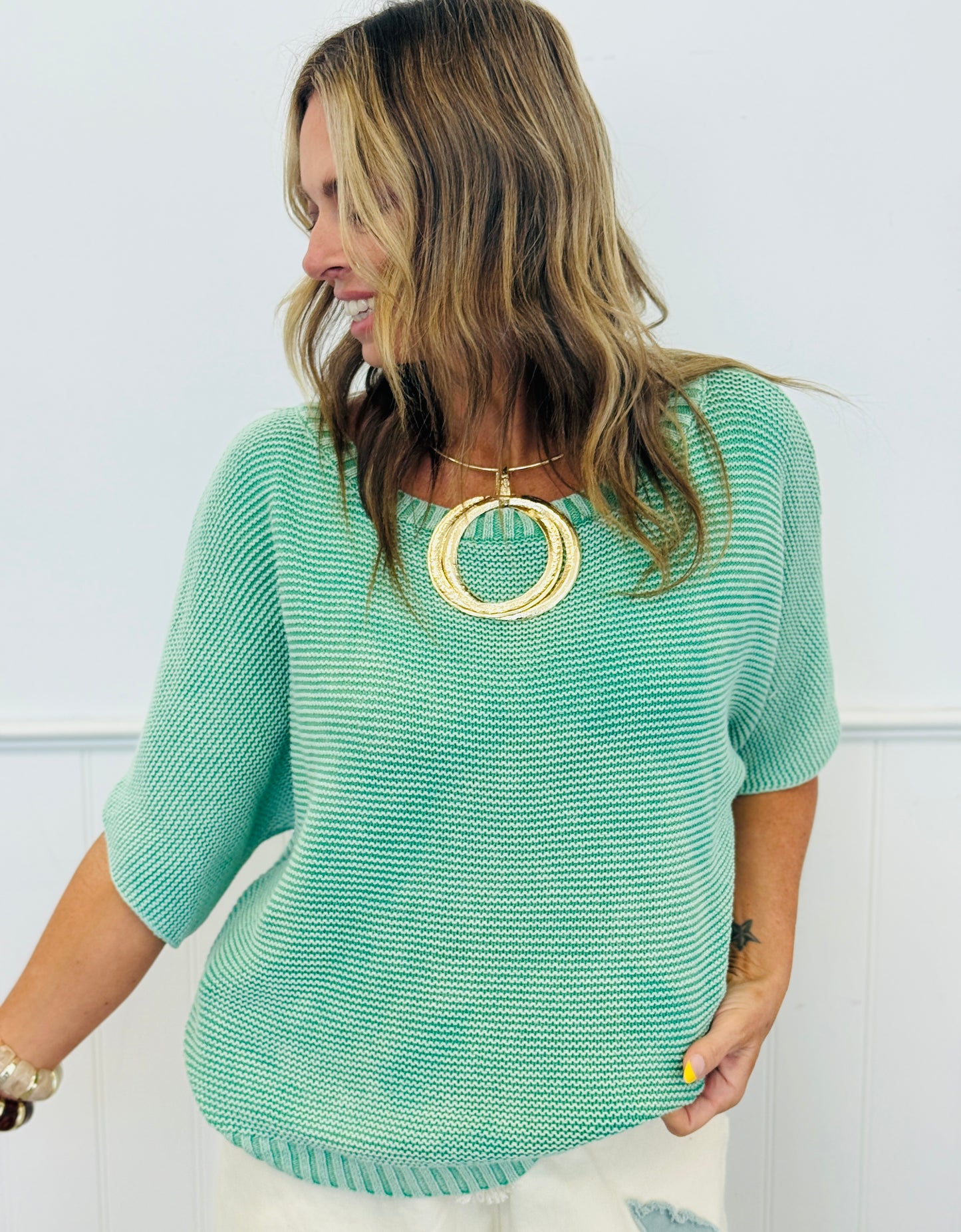 Washed Knit Dolman Sleeve Top (Reg.) - 4 Colors