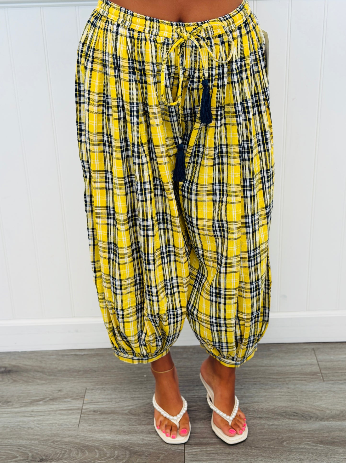 Yellow Plaid Balloon Pants( Reg.)