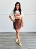 Brown Suede Mini Skirt (Reg & Plus)