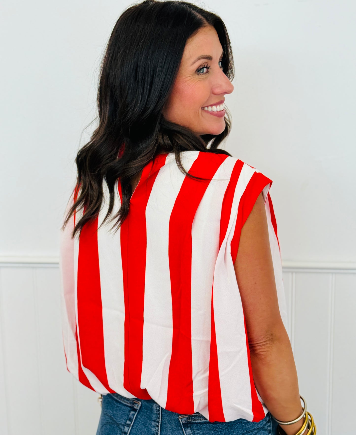 Tomato/White Stripe Top & Pants Set (Reg & Plus)