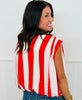 Tomato/White Stripe Top & Pants Set (Reg & Plus)