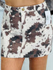 Brown Multi Cow Print Mini Skirt (Reg.)