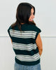 Hunter Green Varsity Striped Button Front Vest Top (Reg.)