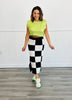 Black/White Checkered Knit Pencil Midi Skirt (Reg. and Plus)