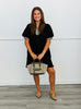 Black Gingham Trim Mini Shift Dress (Reg & Plus)