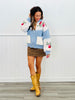 Light Blue Floral Zip Up Sweater Jacket (Reg.)