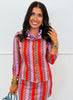 Textured Stripe Cardigan & Mini Skirt Set (Reg & Plus)