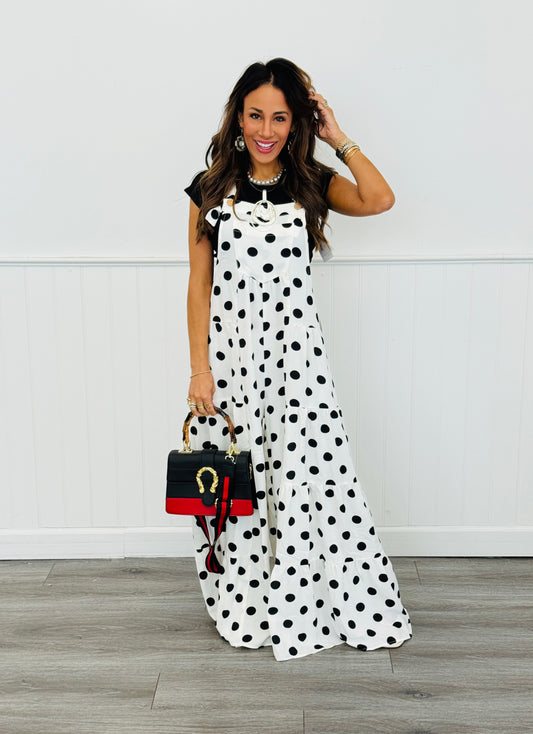 White/Black Polka Dot Sling Jumpsuit (Reg & Plus)