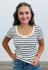 Ecru Striped Tee Top (Reg & Plus)