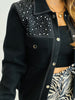Black Rhinestone Knit Button Up Cardigan (Reg.)